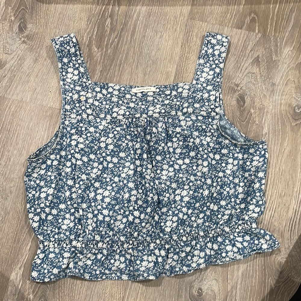 AEO Blue Floral Tank Top